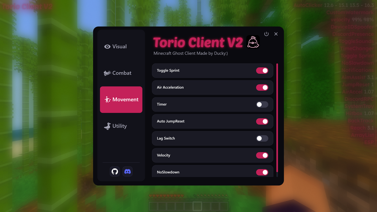 Movement modules tab