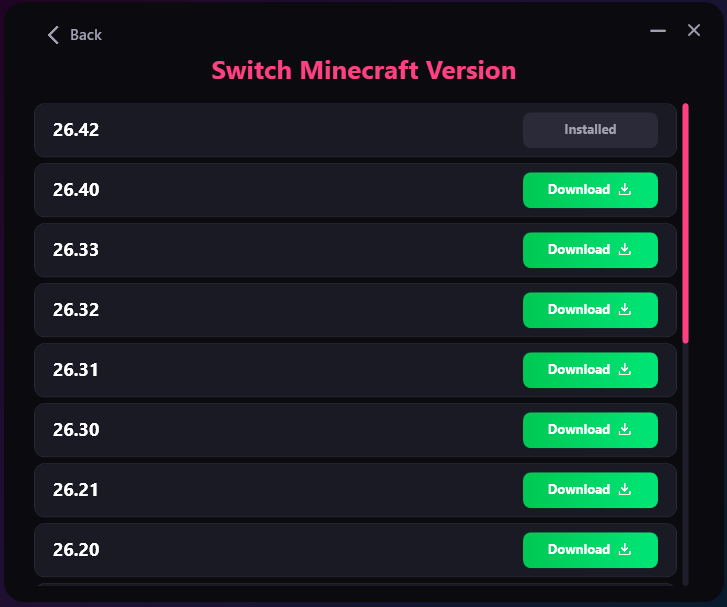 Torio Client built-in version switcher