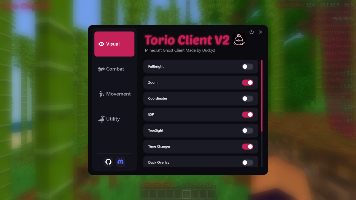 Visual modules tab